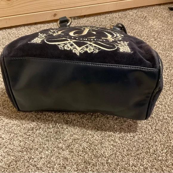 Y2K Juicy Couture Navy Bowling Bag Velour Handbag, COA, EUC - Picture 10 of 13